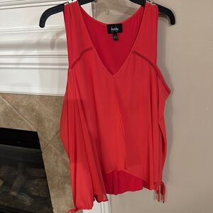 By&By Red Asymmetrical Tie Front Tank Top